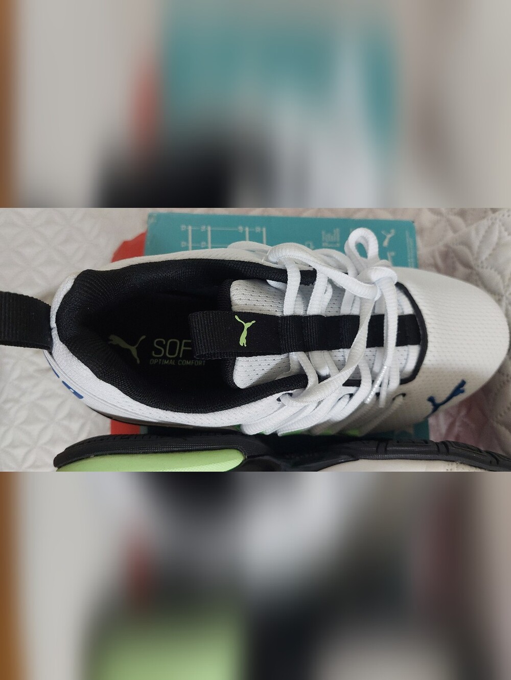 Puma White Athletic Sneakers with Black & Lime Accents - Picture 8 of 9